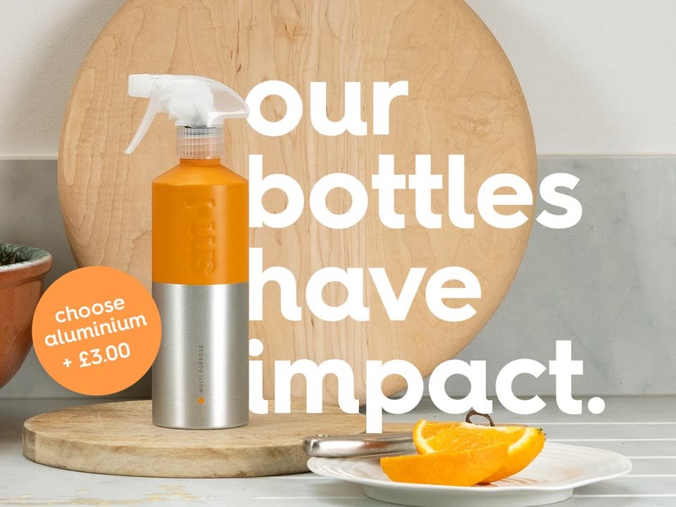 smol's own advert: the bottle on a styled kitchen set with the headline our bottles have impact and a price flash