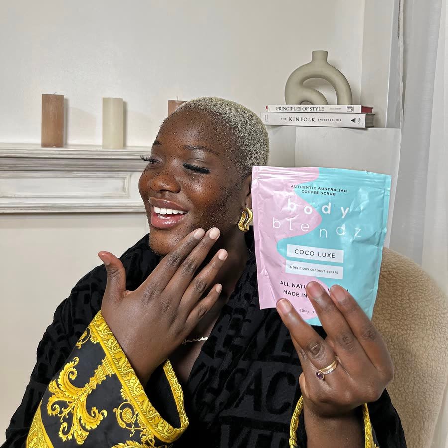 Body Blendz coffee scrub, shot at home in daylight