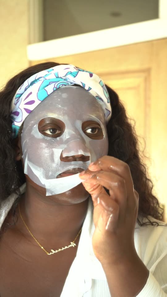 Seoulista Beauty sheet mask applied at the mirror